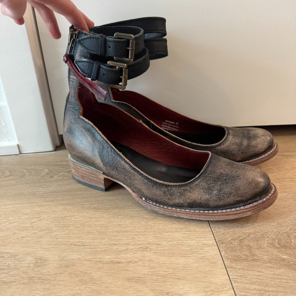 Freebird By Steven Shoes Maribel Distressed Brown Leather Flats